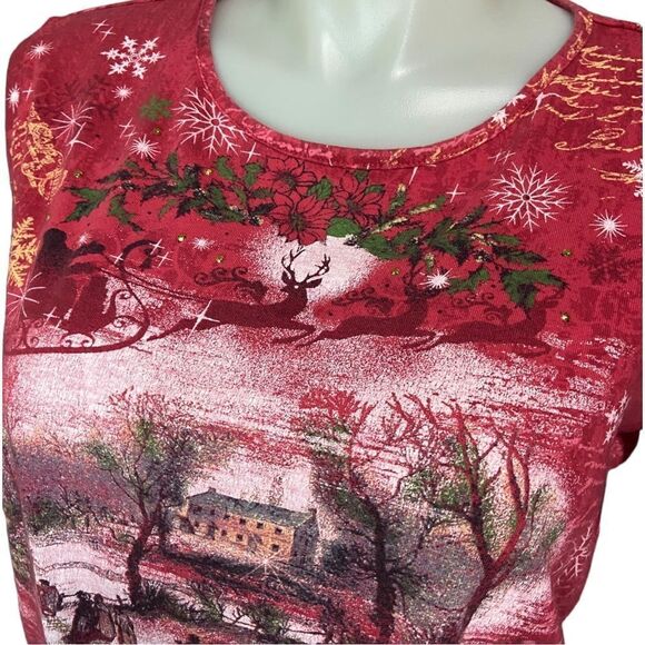 Holiday Essentials Red Christmas Shirt Plus Size 1X - Picture 10 of 12
